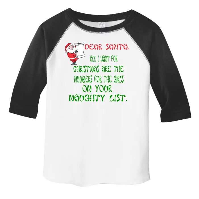 Dear Santa Naughty List Girls Numbers Funny Toddler Fine Jersey T-Shirt