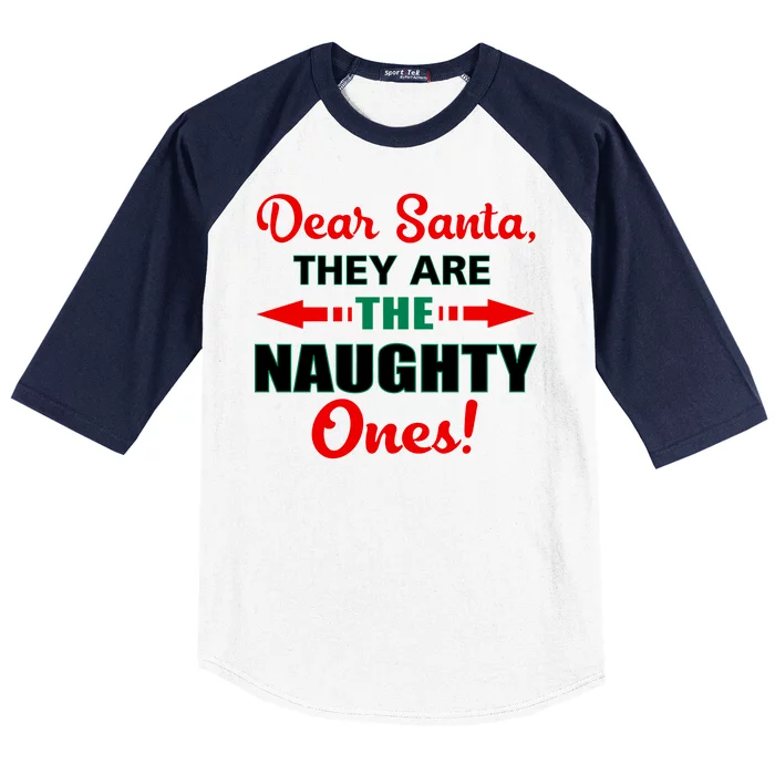 Dear Santa Naughty Ones Funny Christmas Baseball Sleeve Shirt