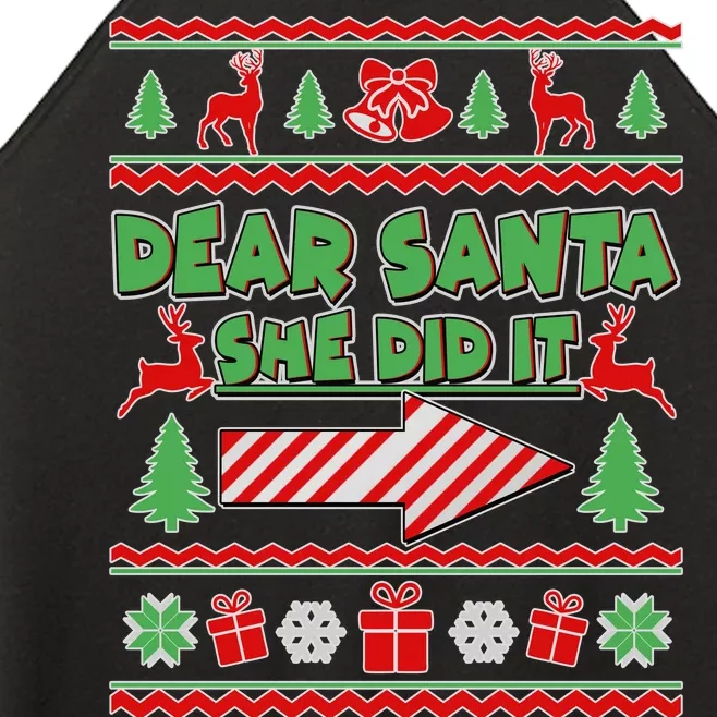 Dear Santa She Did It Ugly Christmas Matching Women’s Perfect Tri Rocker Tank