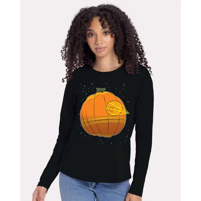 Death Star Pumpkin Halloween Womens Cotton Relaxed Long Sleeve T-Shirt