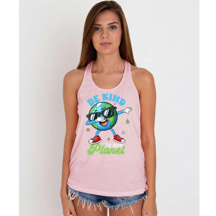 Dabbing Earth Be Kind To Our Planet Happy Earth Day 2024 Women's Knotted Racerback Tank