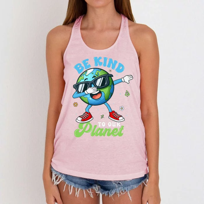 Dabbing Earth Be Kind To Our Planet Happy Earth Day 2024 Women's Knotted Racerback Tank