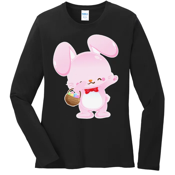 Dabbing Easter Bunny Egg Hunt Gifts For Women Ladies Long Sleeve Shirt