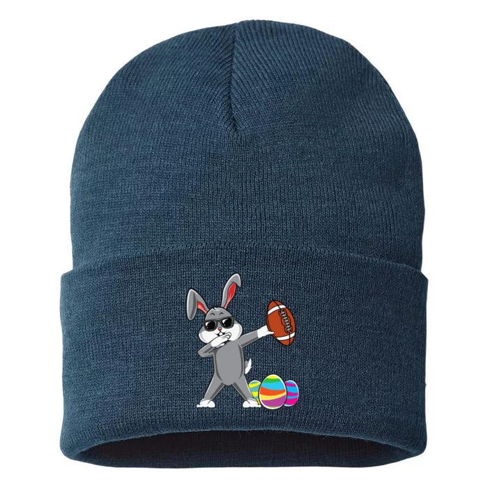 Dabbing Easter Bunny Rabbit Dab Football Player Eggs Cute Sustainable Knit Beanie