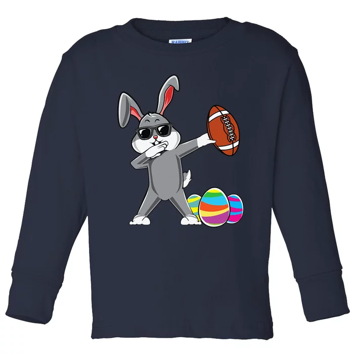 Dabbing Easter Bunny Rabbit Dab Football Player Eggs Cute Toddler Long Sleeve Shirt