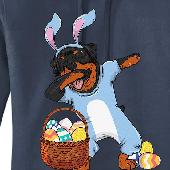 Dabbing Easter Bunny Rottweiler Dog Women's Pullover Hoodie