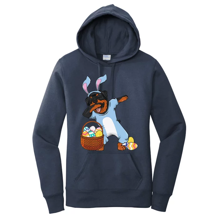 Dabbing Easter Bunny Rottweiler Dog Women's Pullover Hoodie