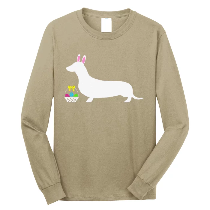 Dachshund Easter Bunny Dog Silhouette Long Sleeve Shirt