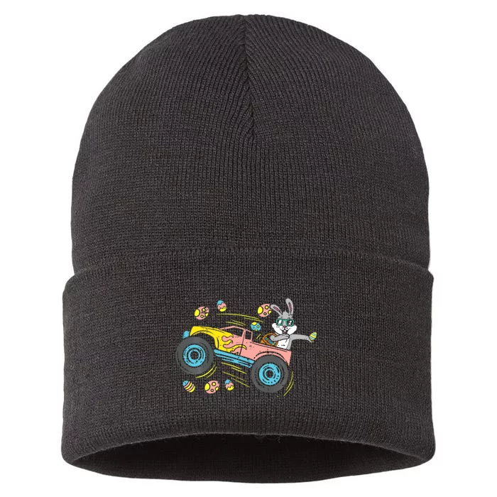 Dabbing Easter Bunny Happy Easter Monster Truck Lovers Sustainable Knit Beanie