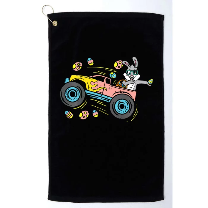 Dabbing Easter Bunny Happy Easter Monster Truck Lovers Platinum Collection Golf Towel