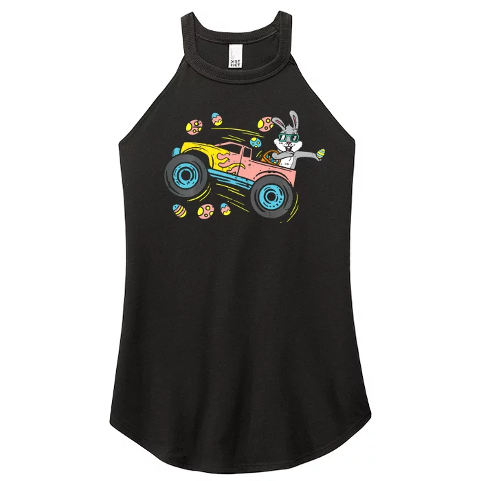 Dabbing Easter Bunny Happy Easter Monster Truck Lovers Women’s Perfect Tri Rocker Tank