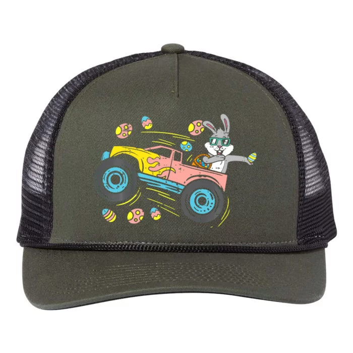 Dabbing Easter Bunny Happy Easter Monster Truck Lovers Retro Rope Trucker Hat Cap