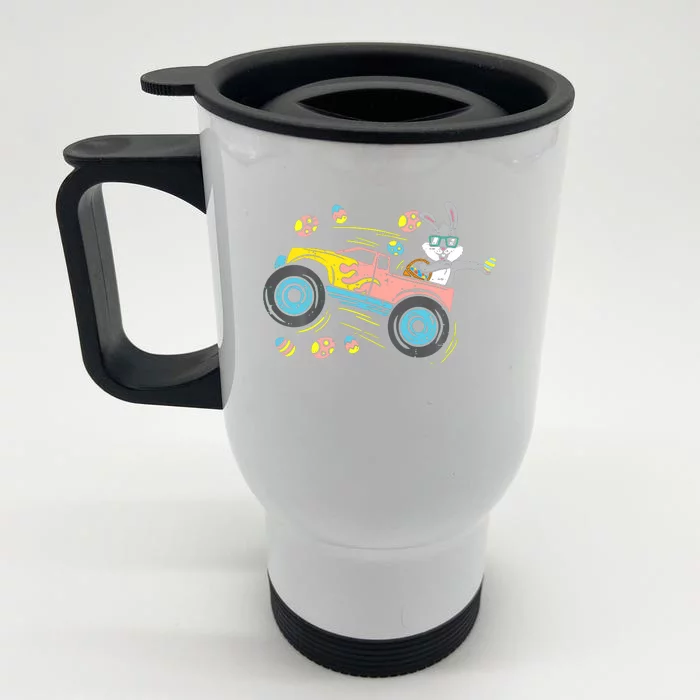 Dabbing Easter Bunny Happy Easter Monster Truck Lovers Front & Back Stainless Steel Travel Mug