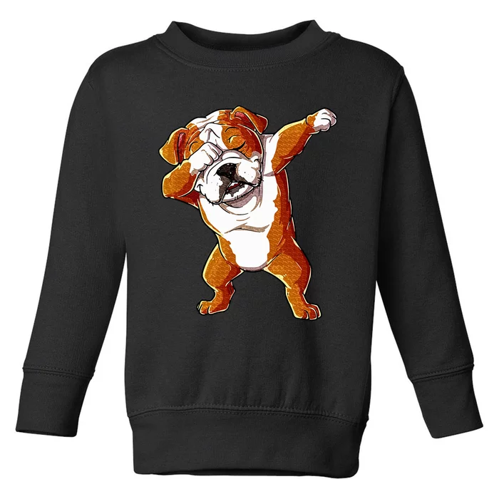 Dabbing English Bulldog Boy Dab Dance Puppy Lover Toddler Sweatshirt