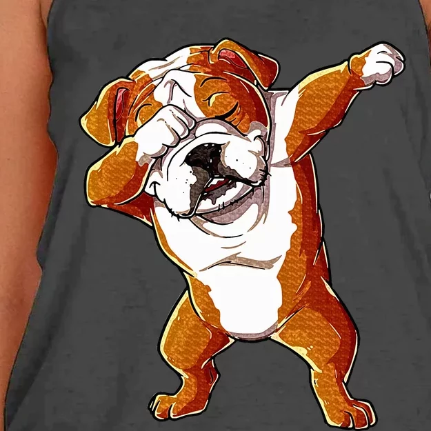 Dabbing English Bulldog Boy Dab Dance Puppy Lover Women's Knotted Racerback Tank