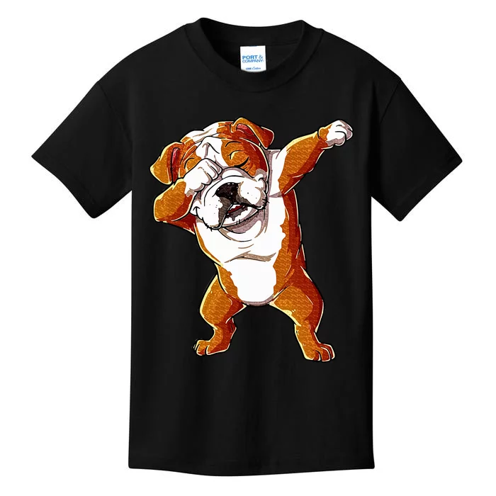 Dabbing English Bulldog Boy Dab Dance Puppy Lover Kids T-Shirt