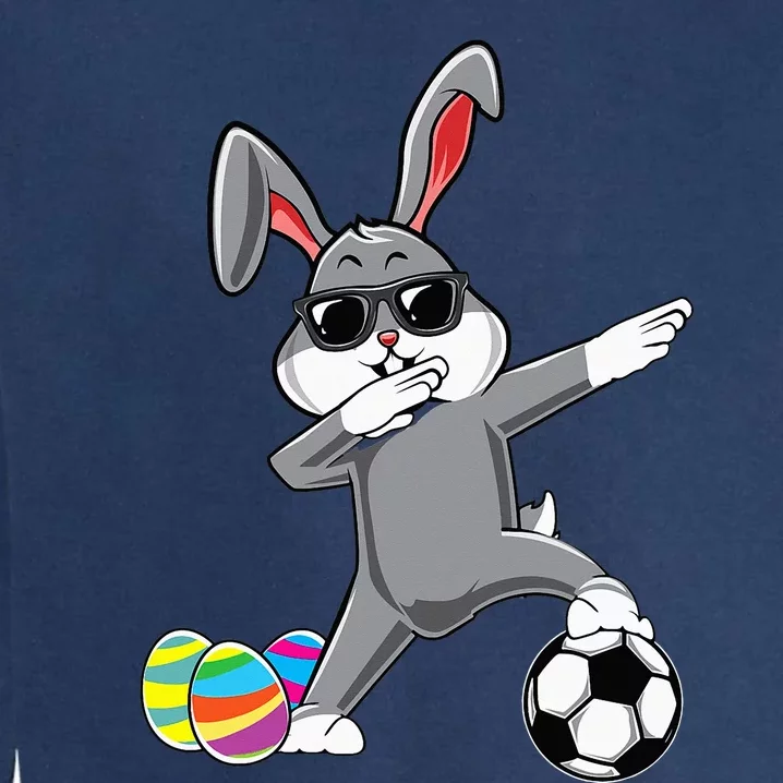 Dabbing Easter Bunny Rabbit Dab Soccer Player Garment-Dyed Sweatshirt