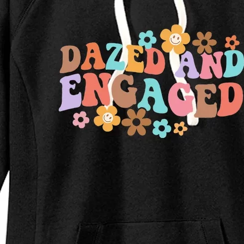 Dazed & Engaged Bride To Be Groovy Retro Bachelorette Party Women's Fleece Hoodie