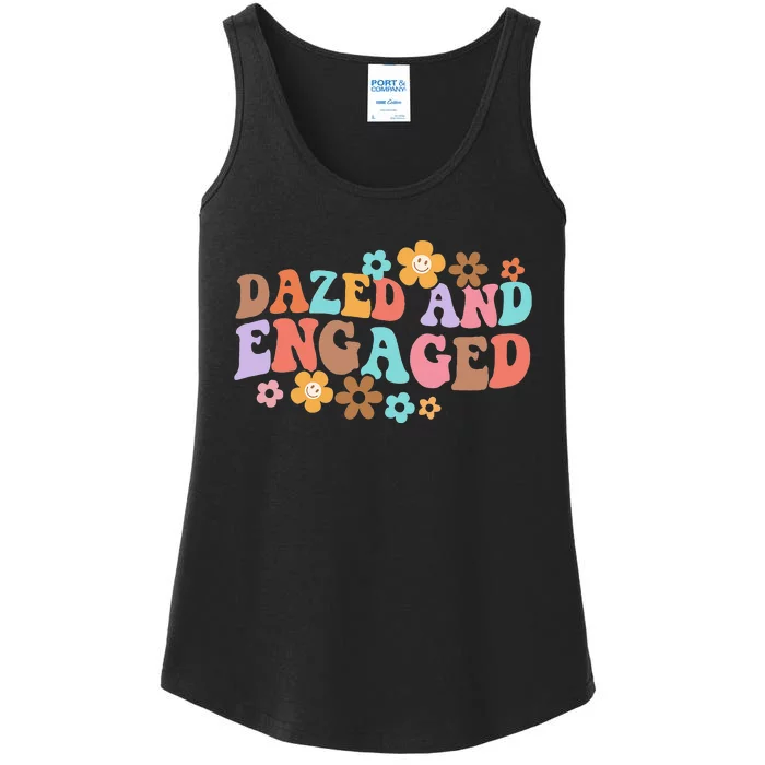 Dazed & Engaged Bride To Be Groovy Retro Bachelorette Party Ladies Essential Tank