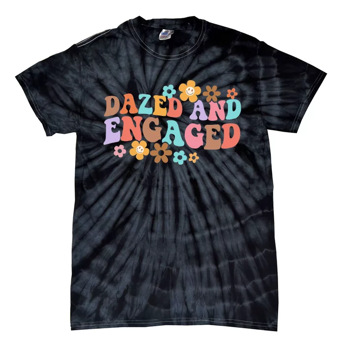 Dazed & Engaged Bride To Be Groovy Retro Bachelorette Party Tie-Dye T-Shirt