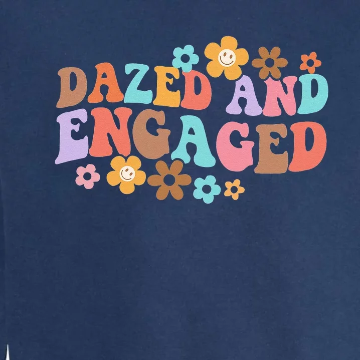 Dazed & Engaged Bride To Be Groovy Retro Bachelorette Party Garment-Dyed Sweatshirt