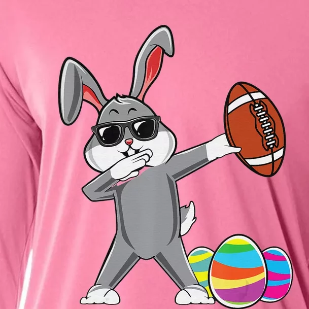 Dabbing Easter Bunny Rabbit Dab Football Player Eggs Cute Cooling Performance Long Sleeve Crew