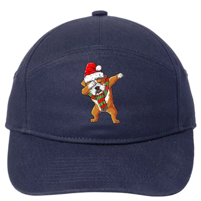 Dabbing English Bulldog Santa Christmas Funny Gift Boys Xmas Gift 7-Panel Snapback Hat