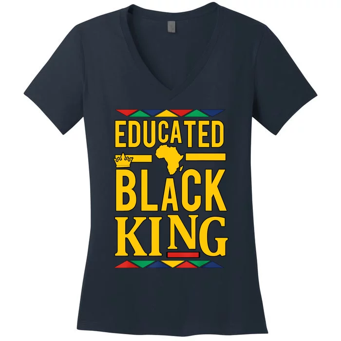 Dashiki Educated Black KING African DNA Pride Women's V-Neck T-Shirt