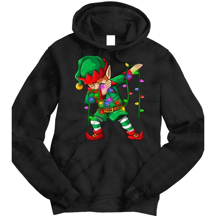 Dabbing Elf Costume Christmas Squad Tie Dye Hoodie