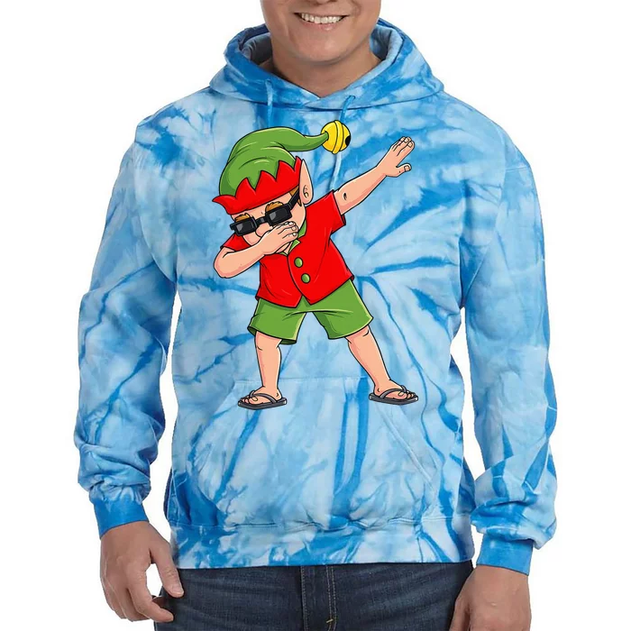 Dabbing Elf Christmas In July Summer Xmas Dab Tie Dye Hoodie