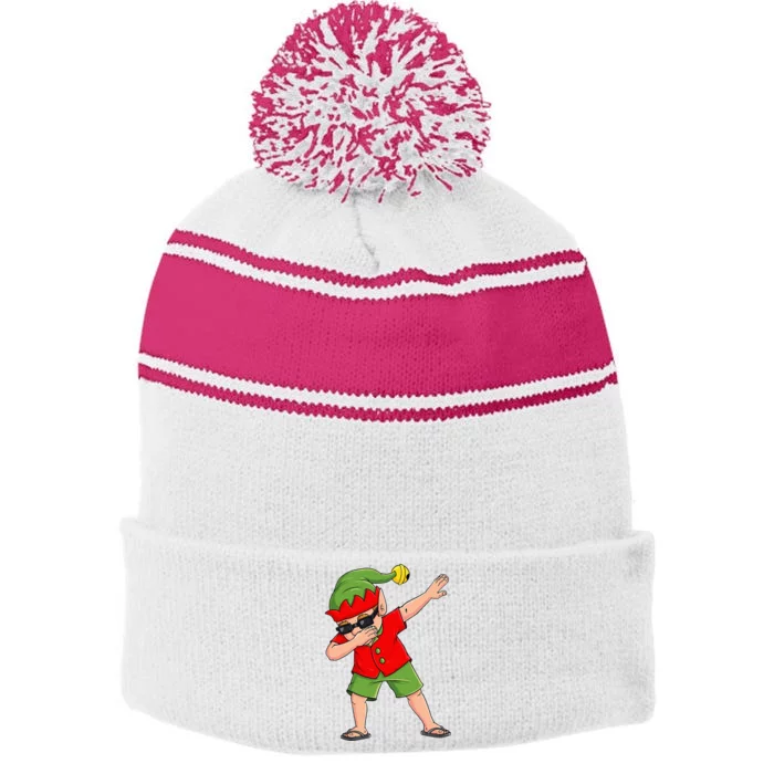 Dabbing Elf Christmas In July Summer Xmas Dab Stripe Pom Pom Beanie