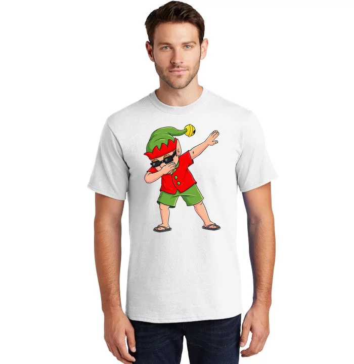 Dabbing Elf Christmas In July Summer Xmas Dab Tall T-Shirt