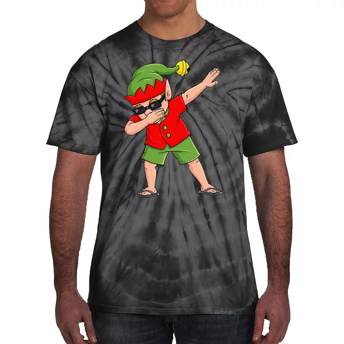 Dabbing Elf Christmas In July Summer Xmas Dab Tie-Dye T-Shirt