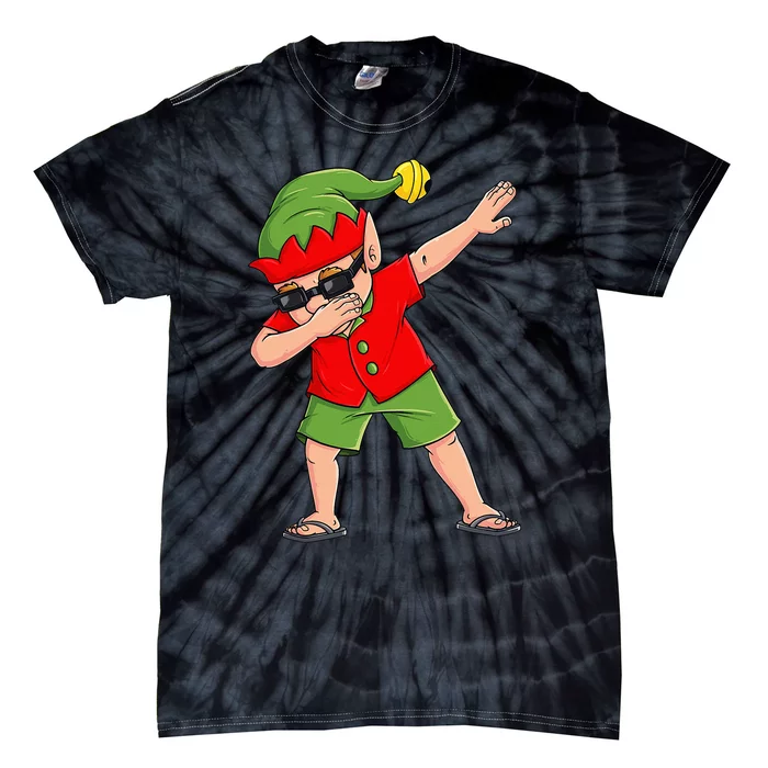 Dabbing Elf Christmas In July Summer Xmas Dab Tie-Dye T-Shirt