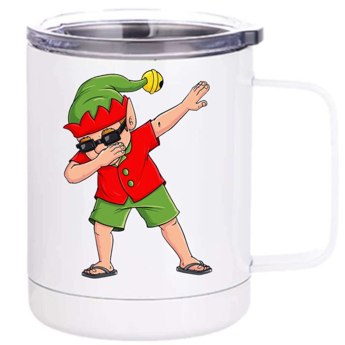 Dabbing Elf Christmas In July Summer Xmas Dab Front & Back 12oz Stainless Steel Tumbler Cup