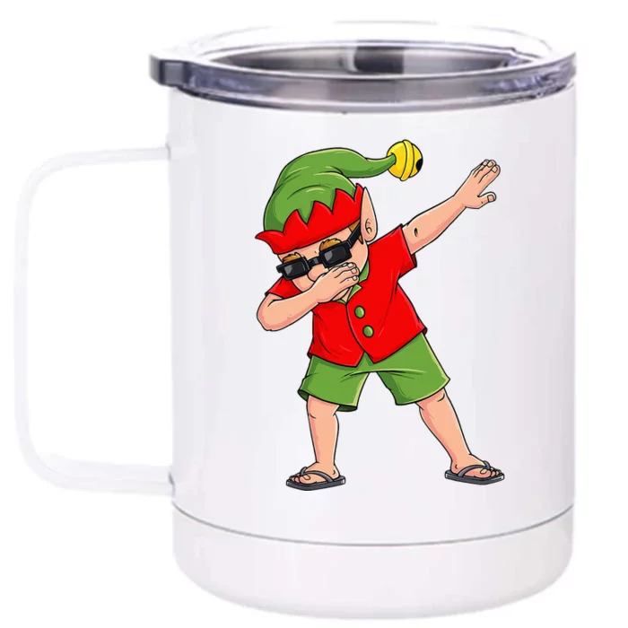 Dabbing Elf Christmas In July Summer Xmas Dab Front & Back 12oz Stainless Steel Tumbler Cup