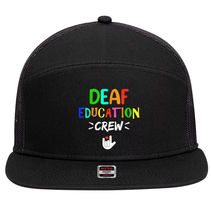 Deaf Education Crew Asl Sign Language Teacher 7 Panel Mesh Trucker Snapback Hat