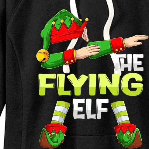 Dabbing Elf Christmas Pilote Pilotes Airplane The Flying Elf Gift Women's Fleece Hoodie