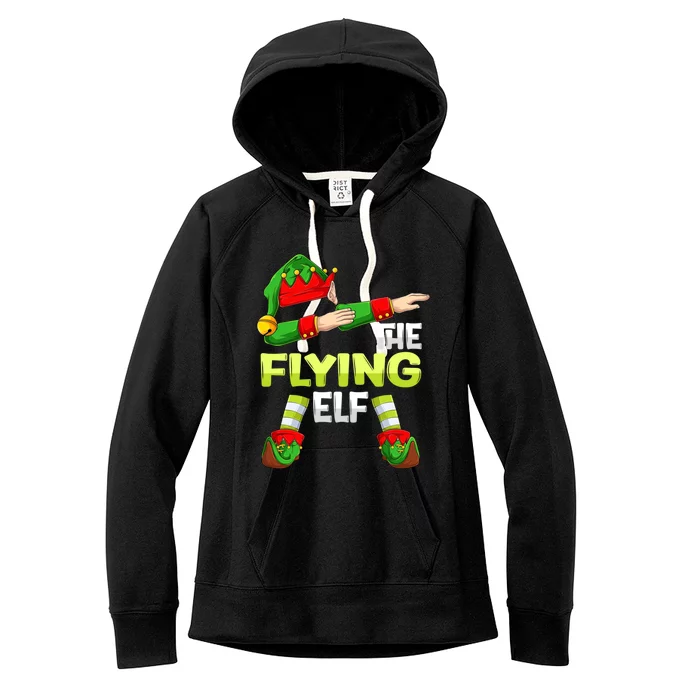 Dabbing Elf Christmas Pilote Pilotes Airplane The Flying Elf Gift Women's Fleece Hoodie