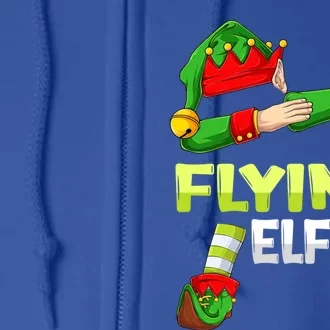 Dabbing Elf Christmas Pilote Pilotes Airplane The Flying Elf Gift Full Zip Hoodie