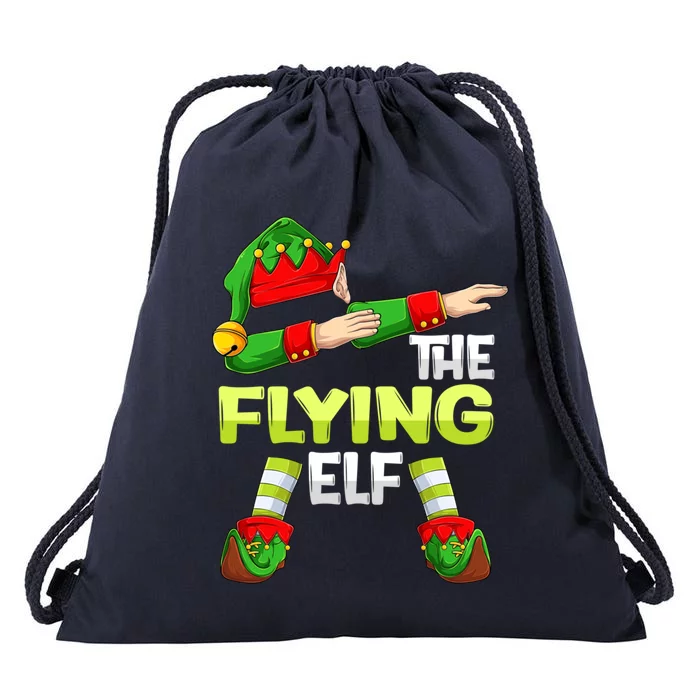 Dabbing Elf Christmas Pilote Pilotes Airplane The Flying Elf Gift Drawstring Bag