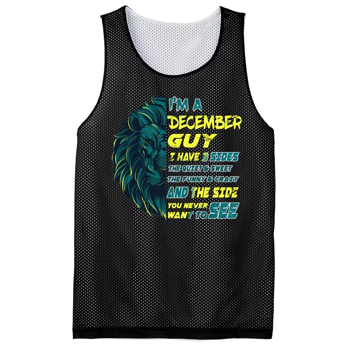 December Birthday Guy Has 3 Sides Sweet Funny Crazy Mesh Reversible Basketball Jersey Tank