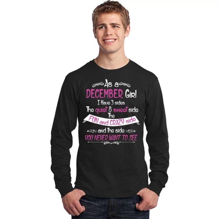 December Girl Sweet But Crazy Funny Birthday Tall Long Sleeve T-Shirt