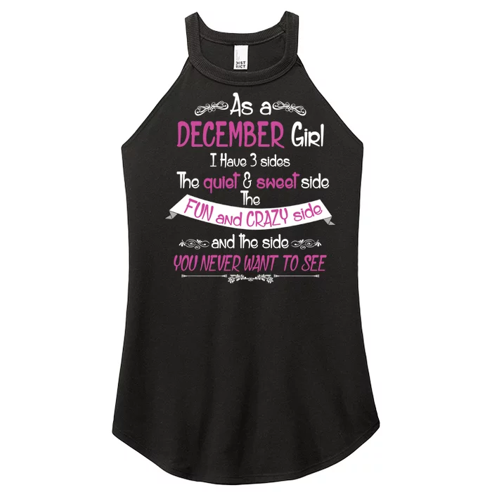 December Girl Sweet But Crazy Funny Birthday Women’s Perfect Tri Rocker Tank