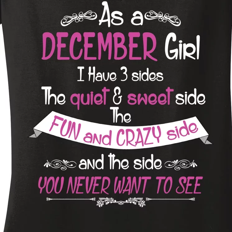 December Girl Sweet But Crazy Funny Birthday Women's V-Neck T-Shirt