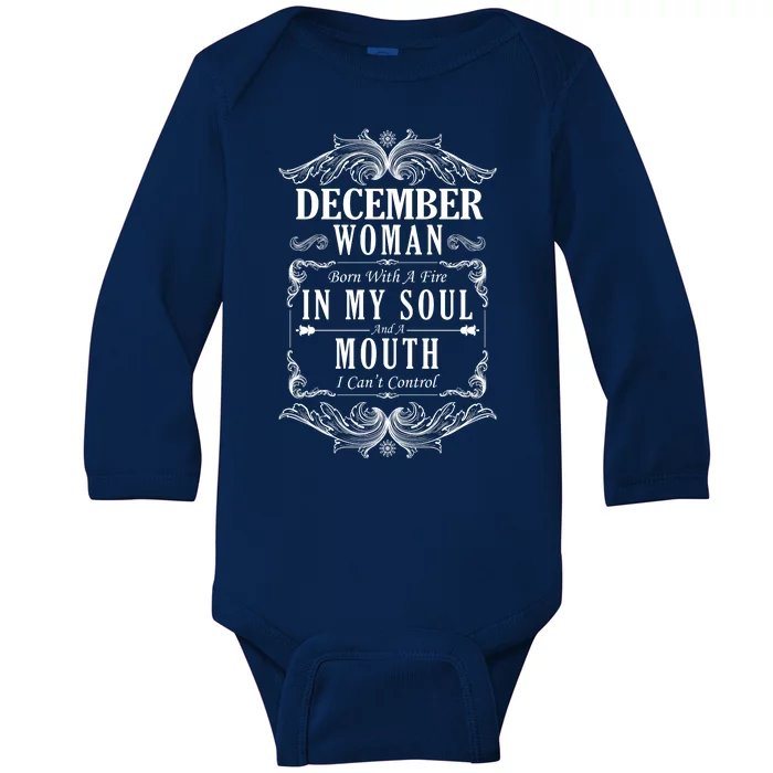 December Woman Funny Birthday Baby Long Sleeve Bodysuit