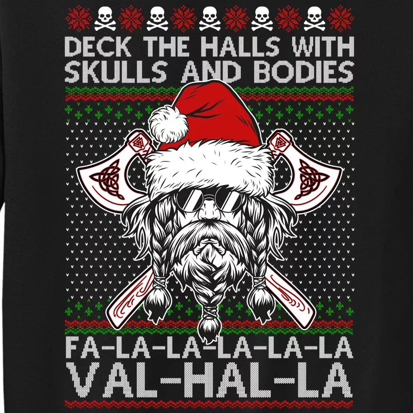 Deck The Halls Skulls Bodies Vikings Santa Ugly Christmas Sweater Sweatshirt