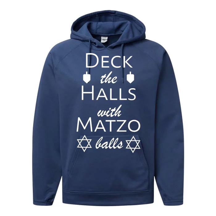 Deck The Halls With Matzo Balls Performance Fleece Hoodie