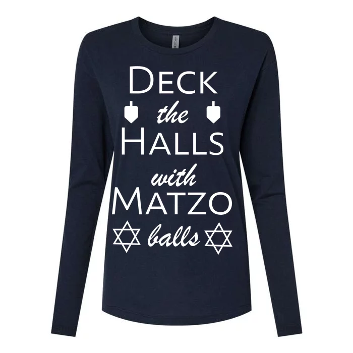 Deck The Halls With Matzo Balls Womens Cotton Relaxed Long Sleeve T-Shirt