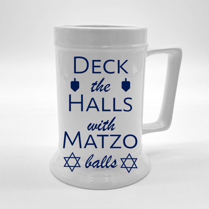 Deck The Halls With Matzo Balls Front & Back Beer Stein